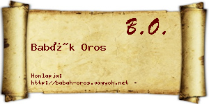 Babák Oros névjegykártya